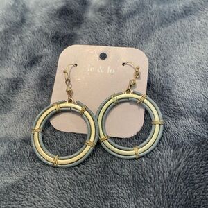 Earrings - hoops with brass like material surrounded by grey